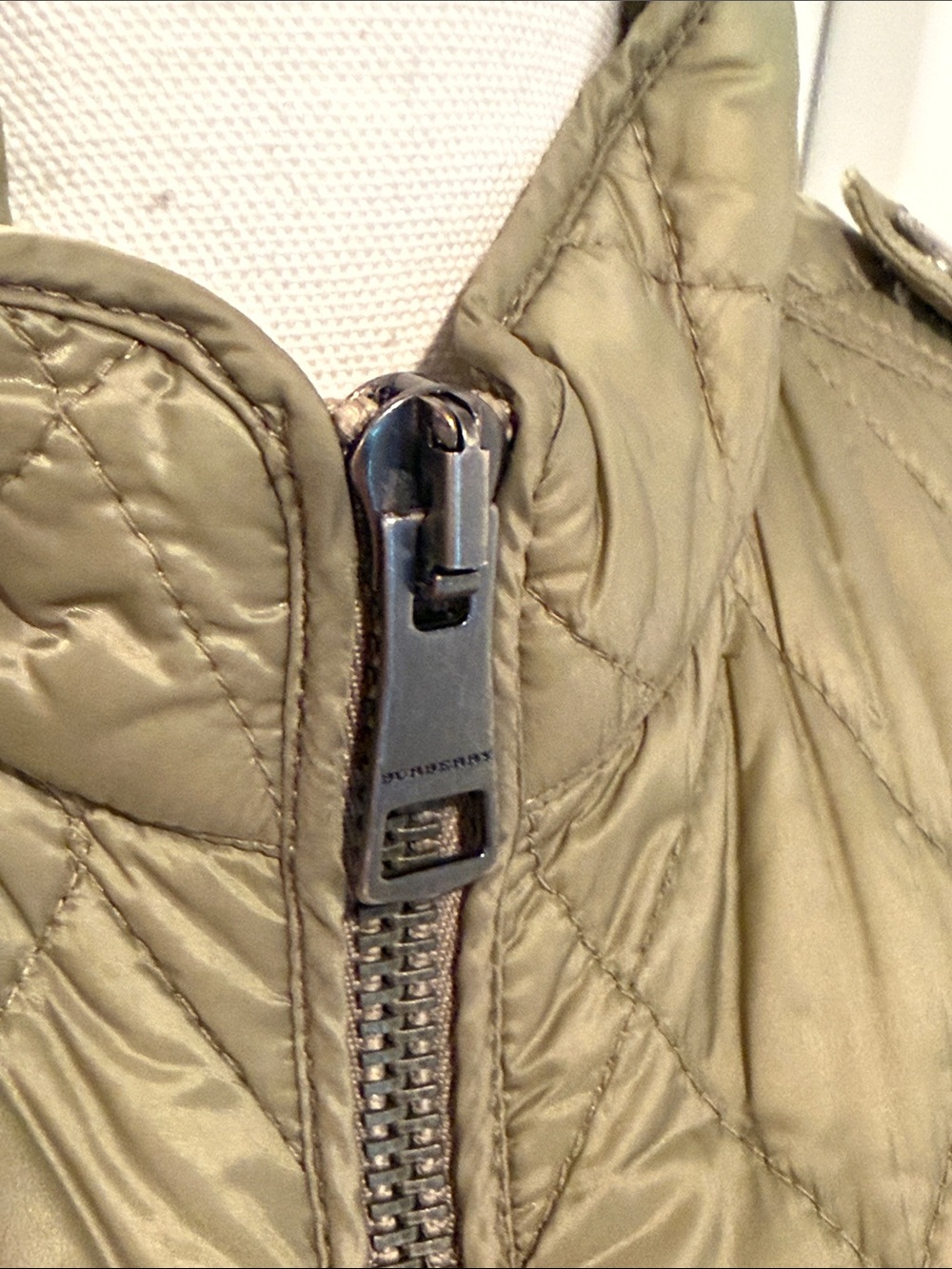 Burberry Brit Olive Green Quilted Jacket Nova Check Lining Women’s Size S - Picture 6 of 16